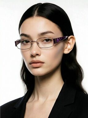 Vogue Purple Rectangular Glass Frames | Embroidered Flowers | Y2K style